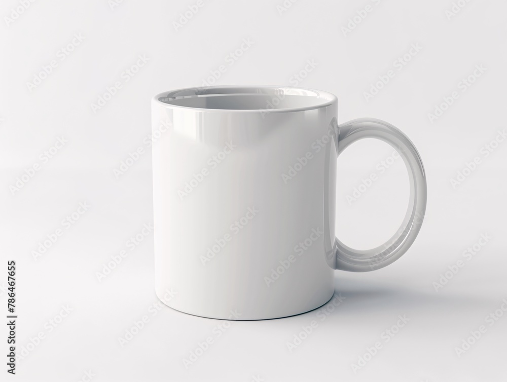 Fototapeta premium Customizable coffee mug on a clean white background, simple elegance highlighting the mug design template