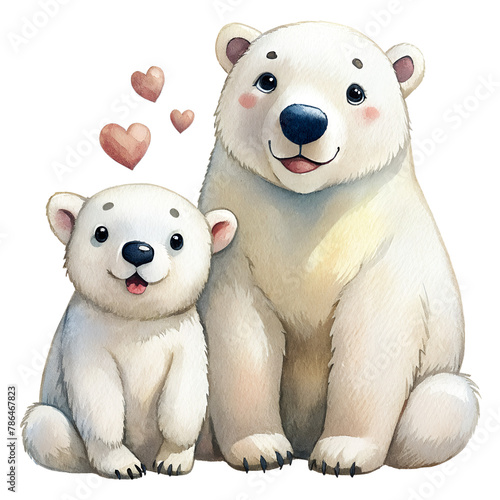 Happy cubs with mom illustration, isolated on transparent background  © MD NAZMUL