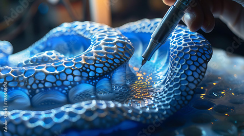 Time-lapse of a 3D printing pen creating sculptures, science and technology, copy space