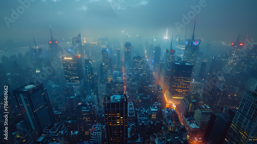 Time-lapse of a cityscape transitioning from day to night  science and technology  copy space