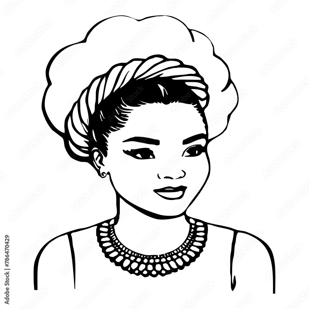 Fictional female character. Black and white illustration. Logo design for use in graphics. Generated by Ai Fictional female character. Black and white illustration. Logo design for use in graphics. Generated by Ai