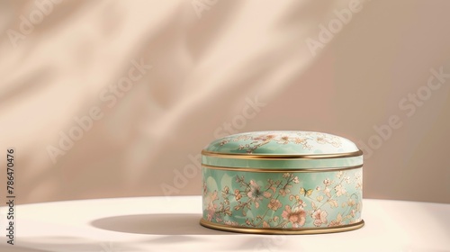Jewelry container against a beige backdrop photo