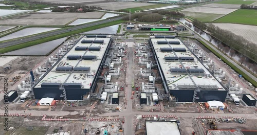 Datacenter construction, internet infrastructure, large cloud internet services are housed in this facility. Wieringermeer, The Netherlands. photo