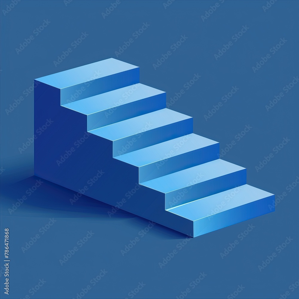 Blue staircase on a blue background Blue staircase on a blue background