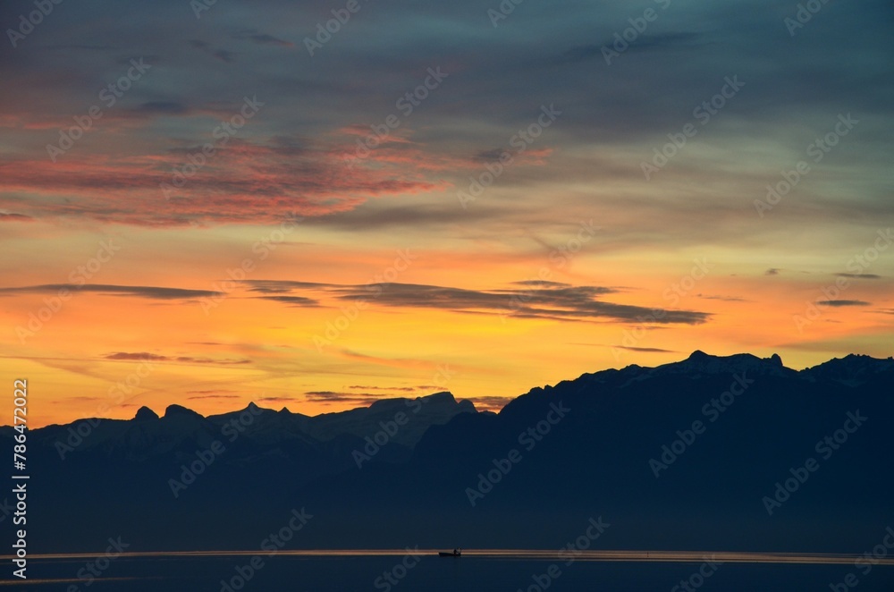 Fototapeta premium sunset over the lake