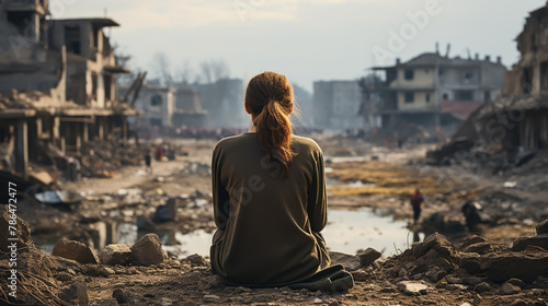 A woman cries near a house that was destroyed © alexkich