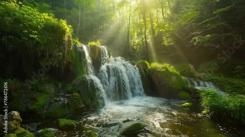 mountain waterfall in the national park Sumava-Czech Republic