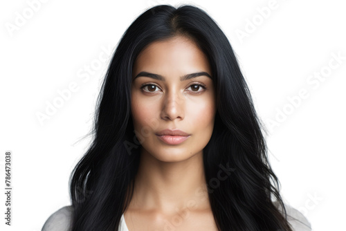 Captivating Young Hispanic Woman with Long Hair - Transparent PNG
