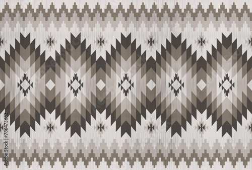 Aztec pattern on beige background.Brown border triangle pattern.Navajo pattern.Zigzag.Geometric shape.DIgital design.Ethnic.Illustration.Modern.Design for rug.Blanket.Carpet.Printing.Tablecloth.Knit