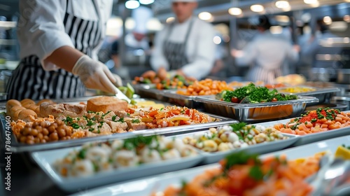 Catering Service Arranging a Diverse Buffet