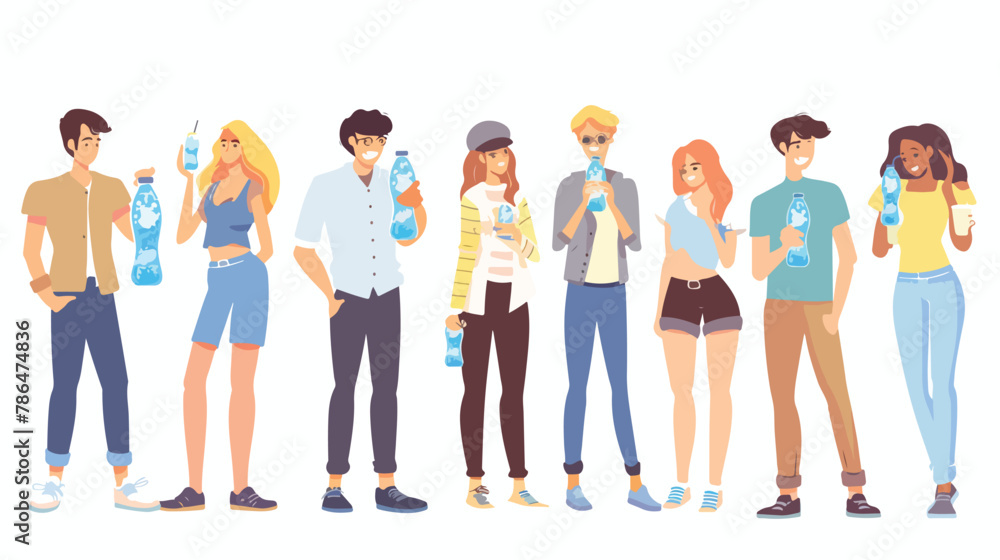 Casual and business man  woman couples standing  drinking