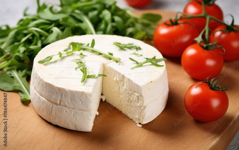 Fresh Cheese with Tomatoes and Greens
