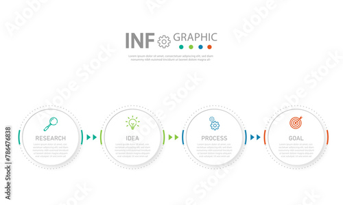 Infographic design template Creative idea working process with 4 steps