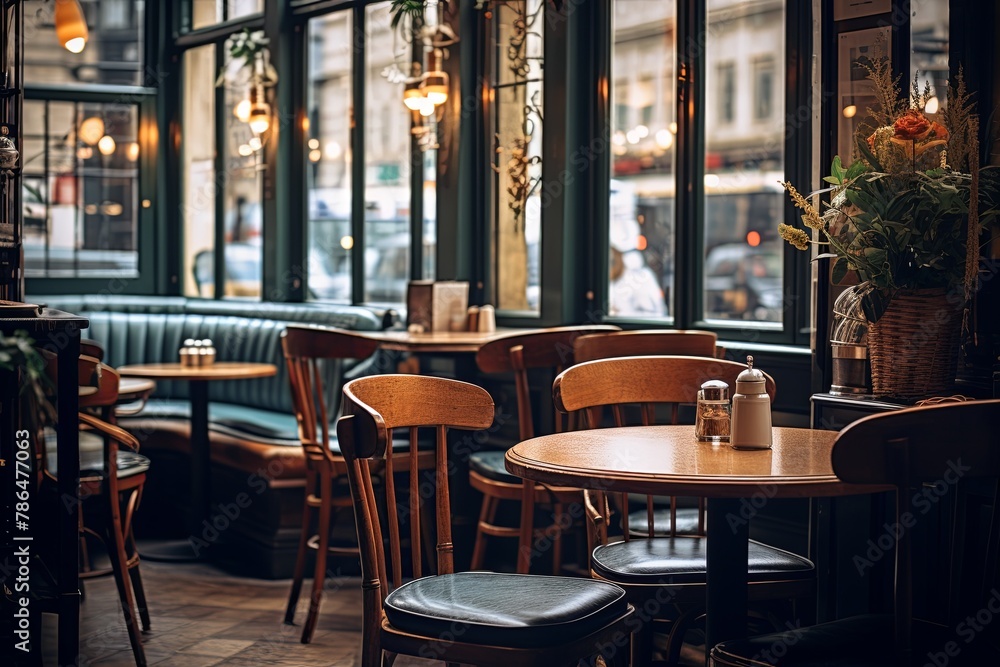 Interior of a empty cafe in the city