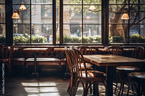 Interior of a empty cafe in the city