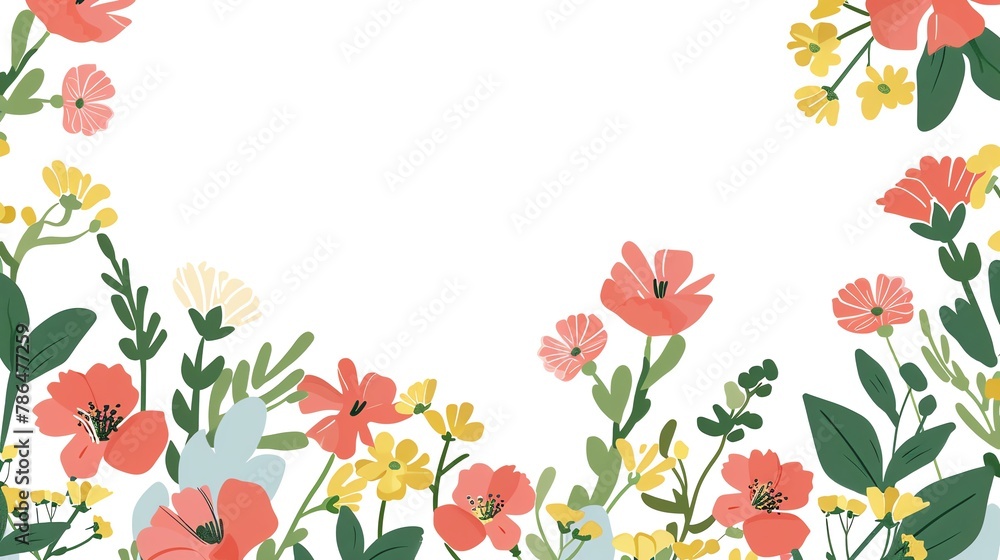 Fototapeta premium Bring to life a delightful, whimsical rear view of a Mexican-inspired motif frame for Cinco de Mayo celebrations Incorporate cute, colorful hot pink Mexican flowers with a touch of minimalism inspired