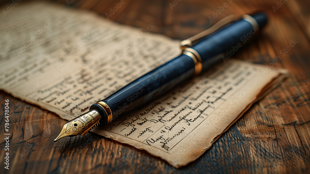 fountain pen on old book fountain pen on old book