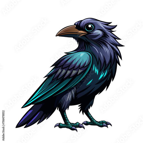 crow bird cartoon style on white background