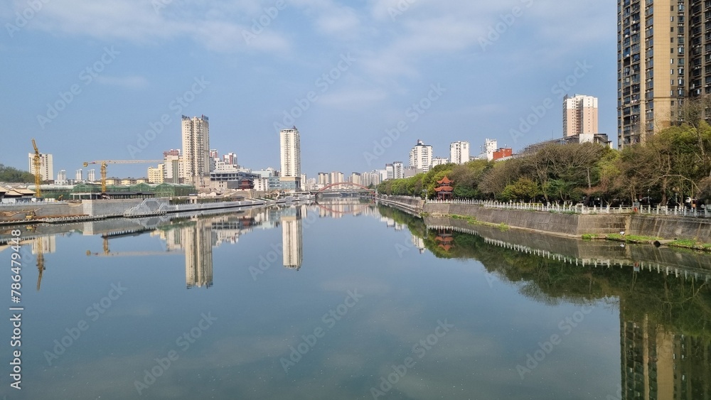 Naklejka premium The Yuanhe river in Jiangxi, China
