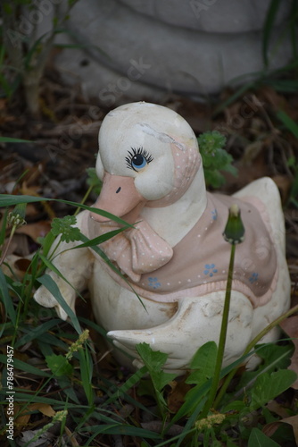 Ceramic Duck Decoration in a Garden