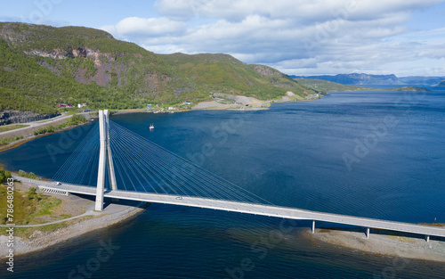 Photography Suspension bridge at Kåfjord near Alta in Norway.