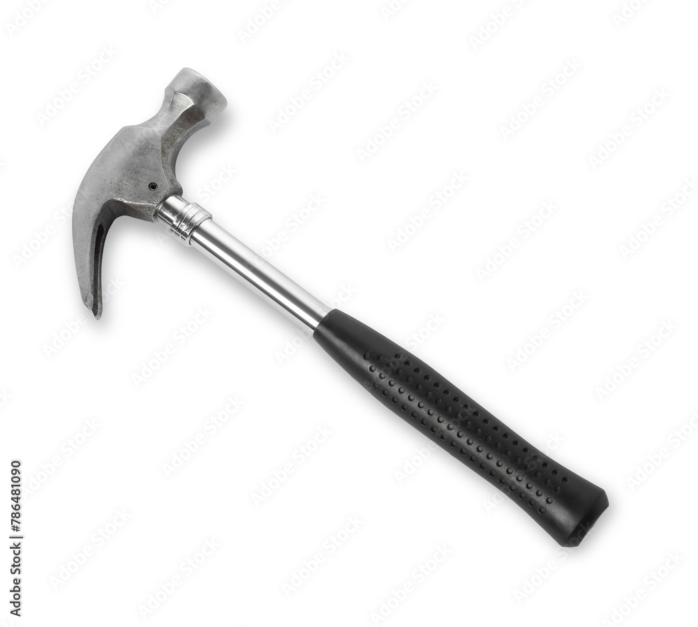 New hammer with rubber handle isolated on white New hammer with rubber handle isolated on white