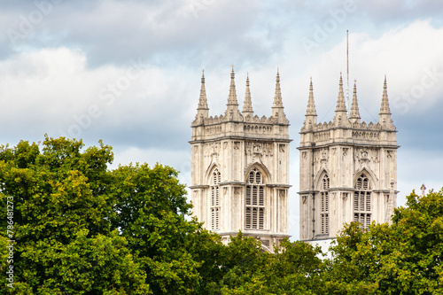 Two towers of Westminster Abbey in the city of Westminster, London, England
