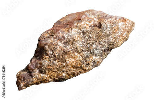 brown stone with silver particles, isolated image on transparent background