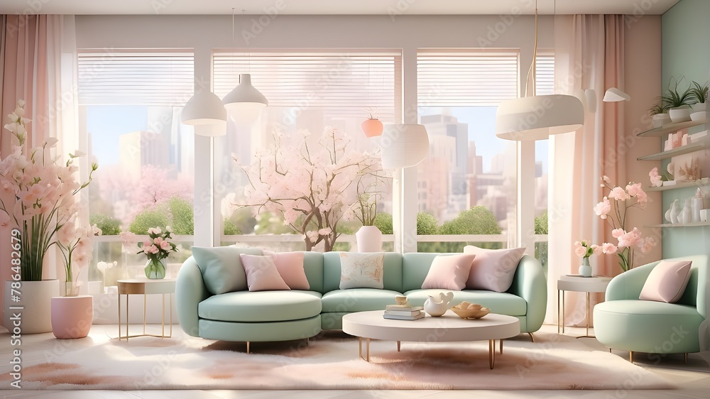 Spring Image Based Interior Subject Description: A photorealistic depiction of a modern interior ...