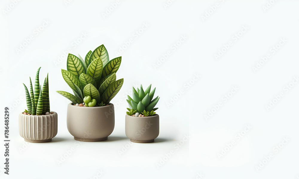 Succulent plants in pots on a wooden table with white background generative ai Succulent plants in pots on a wooden table with white background generative ai