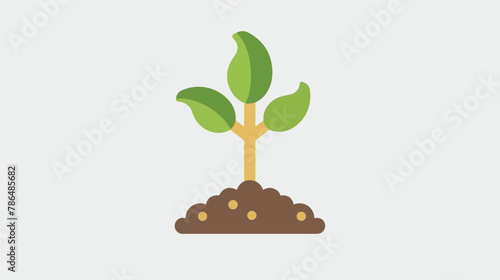 Sprout seed flat icon flat Vector isolated on white baackground photo