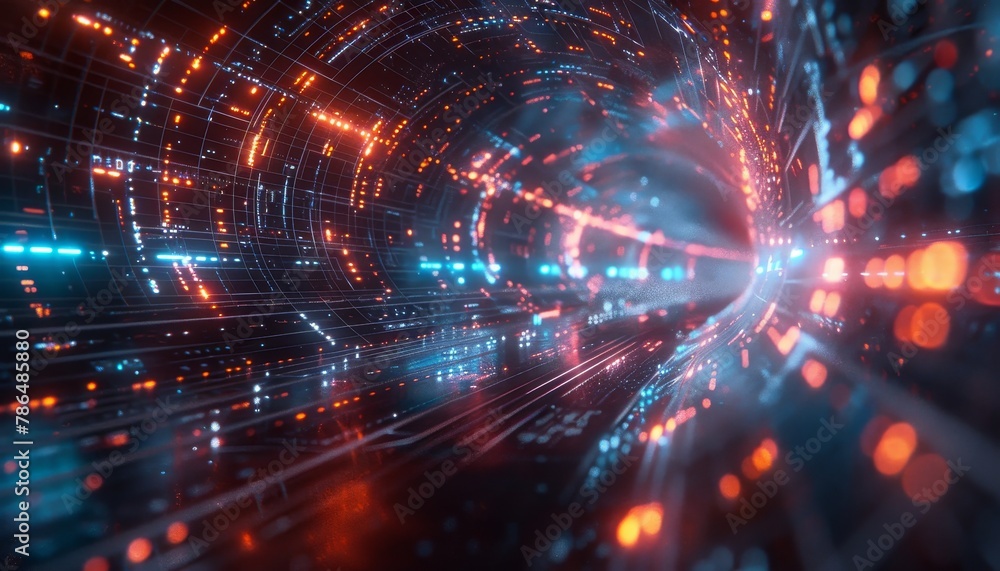A tunnel with a bright blue light at the end by AI generated image A tunnel with a bright blue light at the end by AI generated image