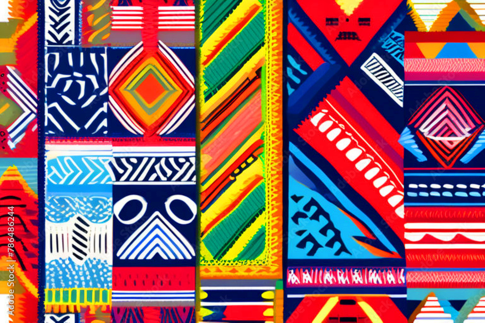 Graphic design of colorful ethnic fabric pattern or style clothing fashion. 
