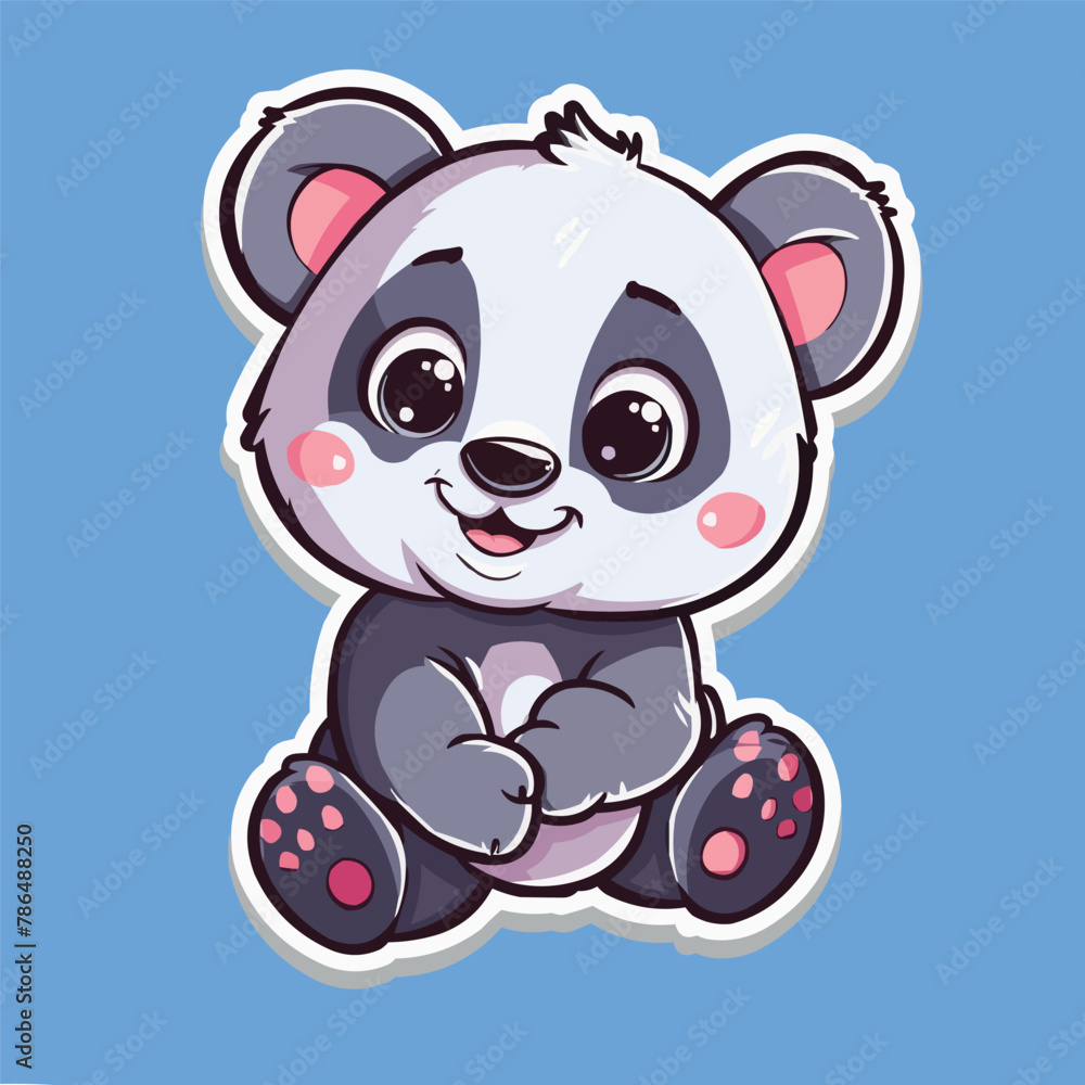 Obraz premium Illustration Cute Baby Panda vector sticker design 
