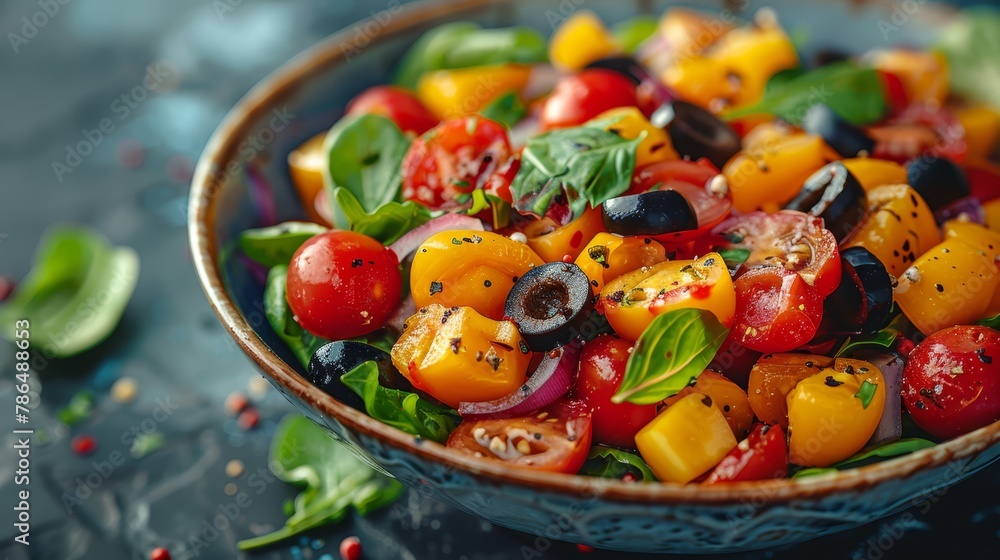tomatoes, olives, spinach, and assorted vegetables tomatoes, olives, spinach, and assorted vegetables