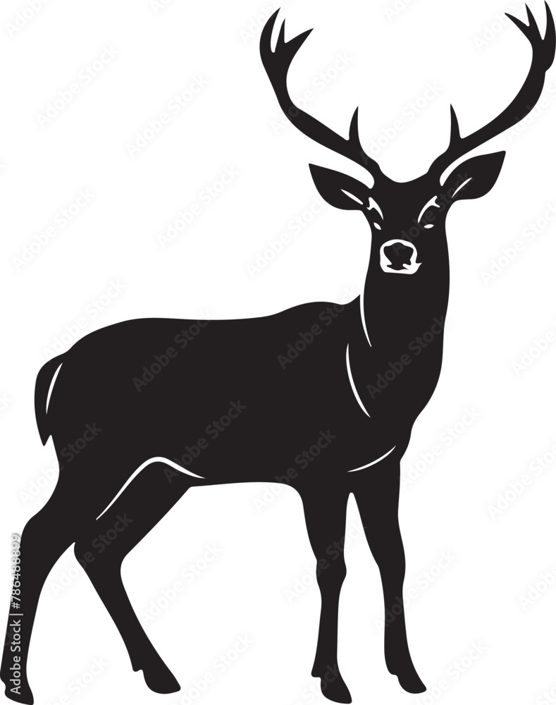 deer black silhouette vector design with white color background