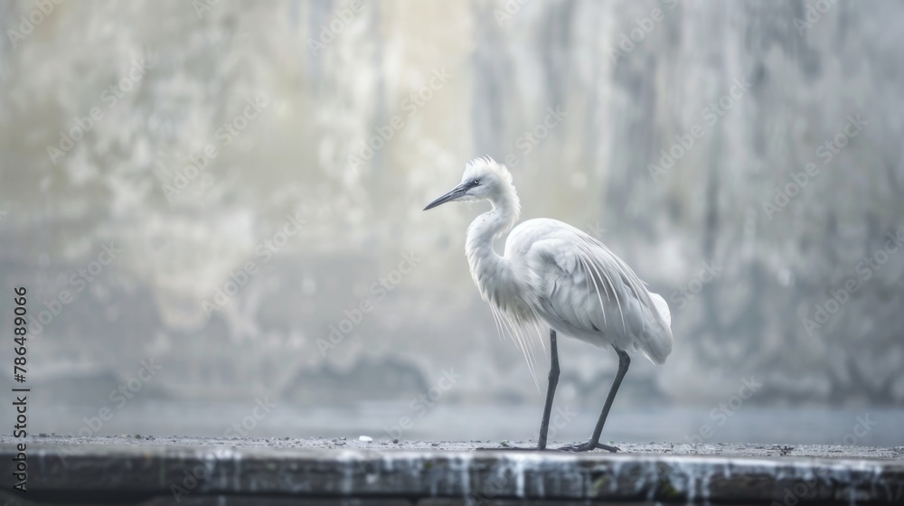 Obraz premium White Bird Standing on Ledge