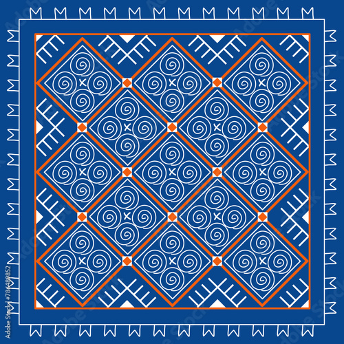 Oriental native seamless pattern design, designed for surface pattern, textiles, interior designs, crafts, graphics, and backgrounds. Embroidery seamless pattern.