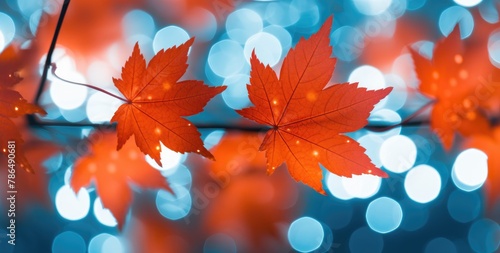 Background featuring beautiful orange-red autumn leaves.