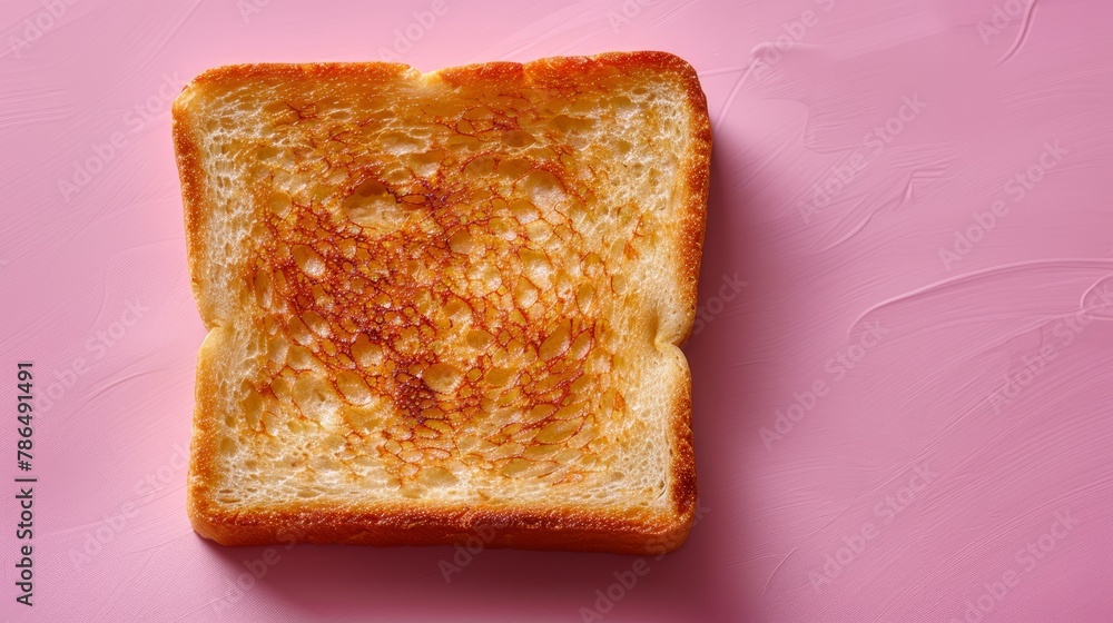 A tight shot of bread up-close on a pink backdrop, subtly dotted with oil droplets A tight shot of bread up-close on a pink backdrop, subtly dotted with oil droplets