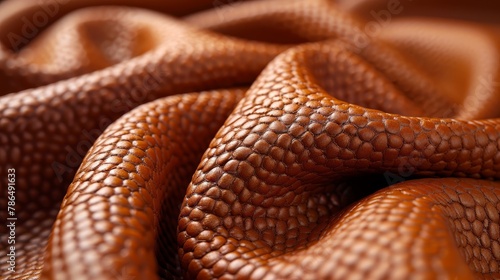  A tight shot of a snake's scaly skin, backdrop includes a hazy snakehead
