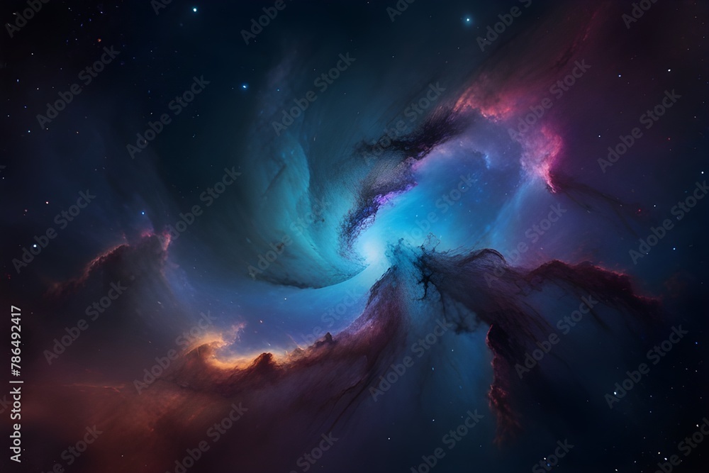 Colorful space galaxy cloud nebula. Stary night cosmos. Universe science astronomy. Supernova background wallpaper Generative AI - obrazy, fototapety, plakaty 