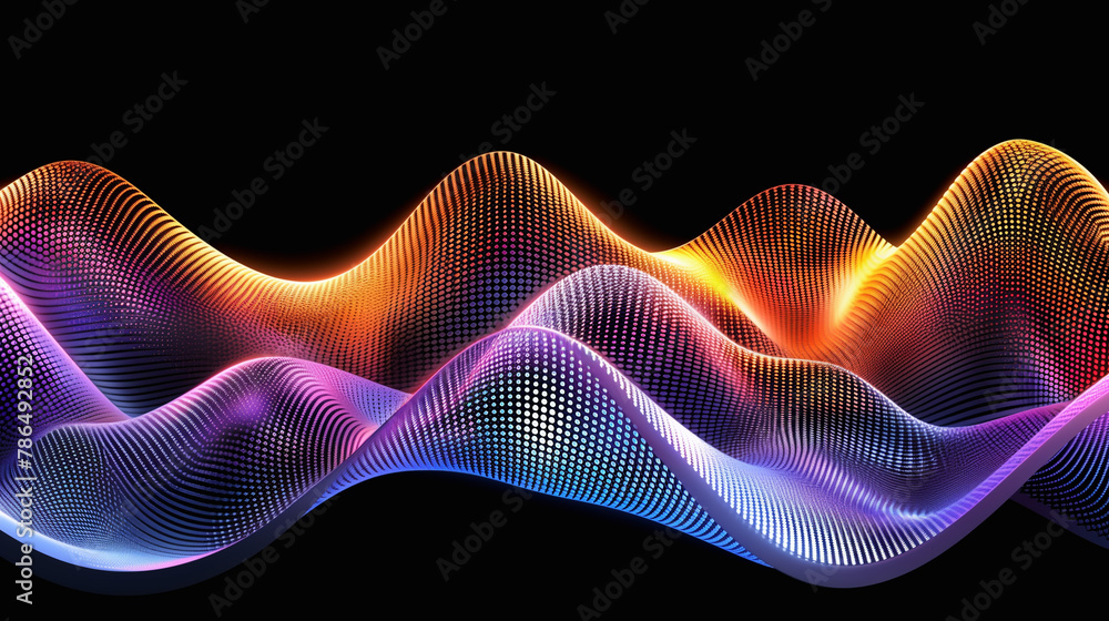Fototapeta premium visualization of waves, 3D digital surface, big data technology