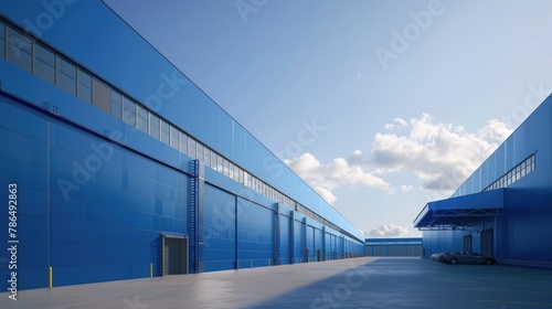 Modern logistics warehouse building structure. © grigoryepremyan