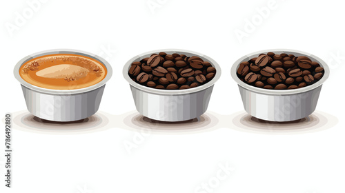 Three coffee capsules with blank space amidst coffee
