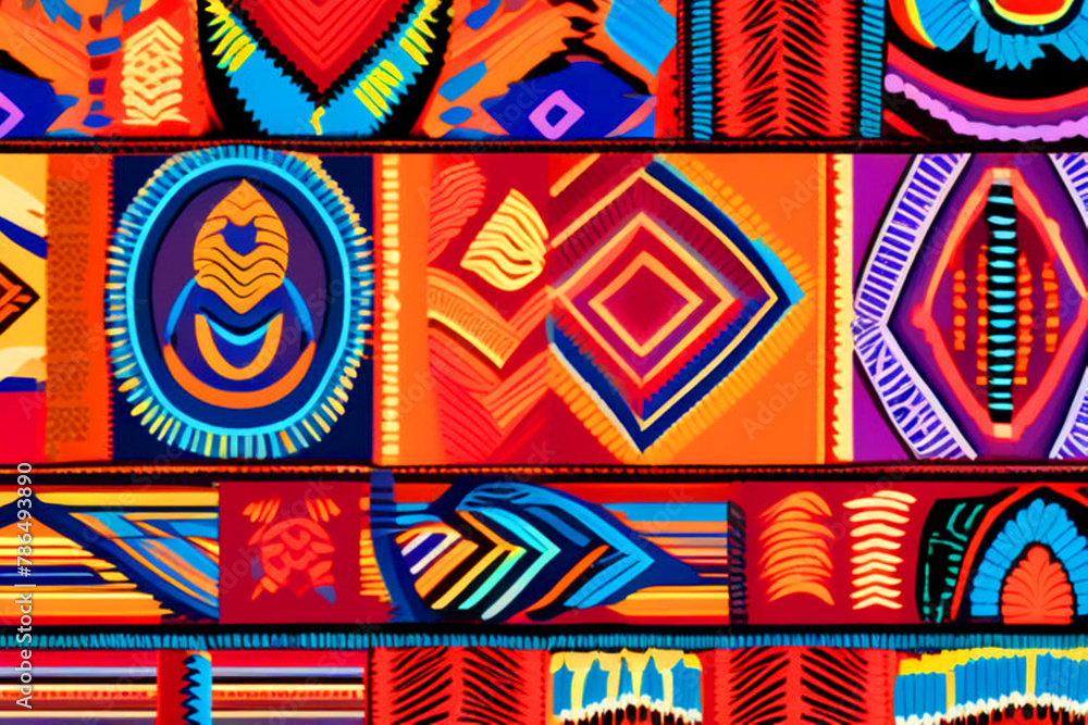 ethnic fabric pattern, African tribal pattern in colorful ethnic fabric pattern, African tribal pattern in colorful