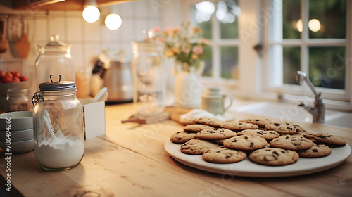 Baking homemade cookies in a bright Scandinavian kitchen