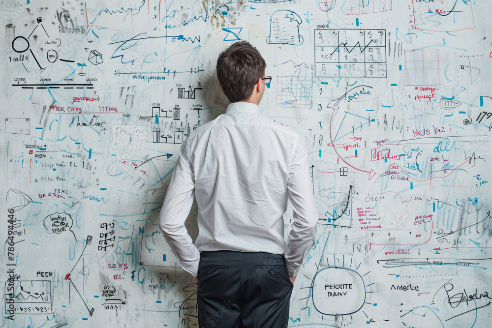 person looking at whiteboard person looking at whiteboard