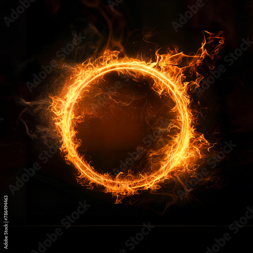 Fiery circle on a black background