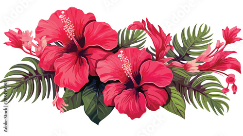 Tropical Hibiscus and Monstera tropical pattern hibisca © Megan